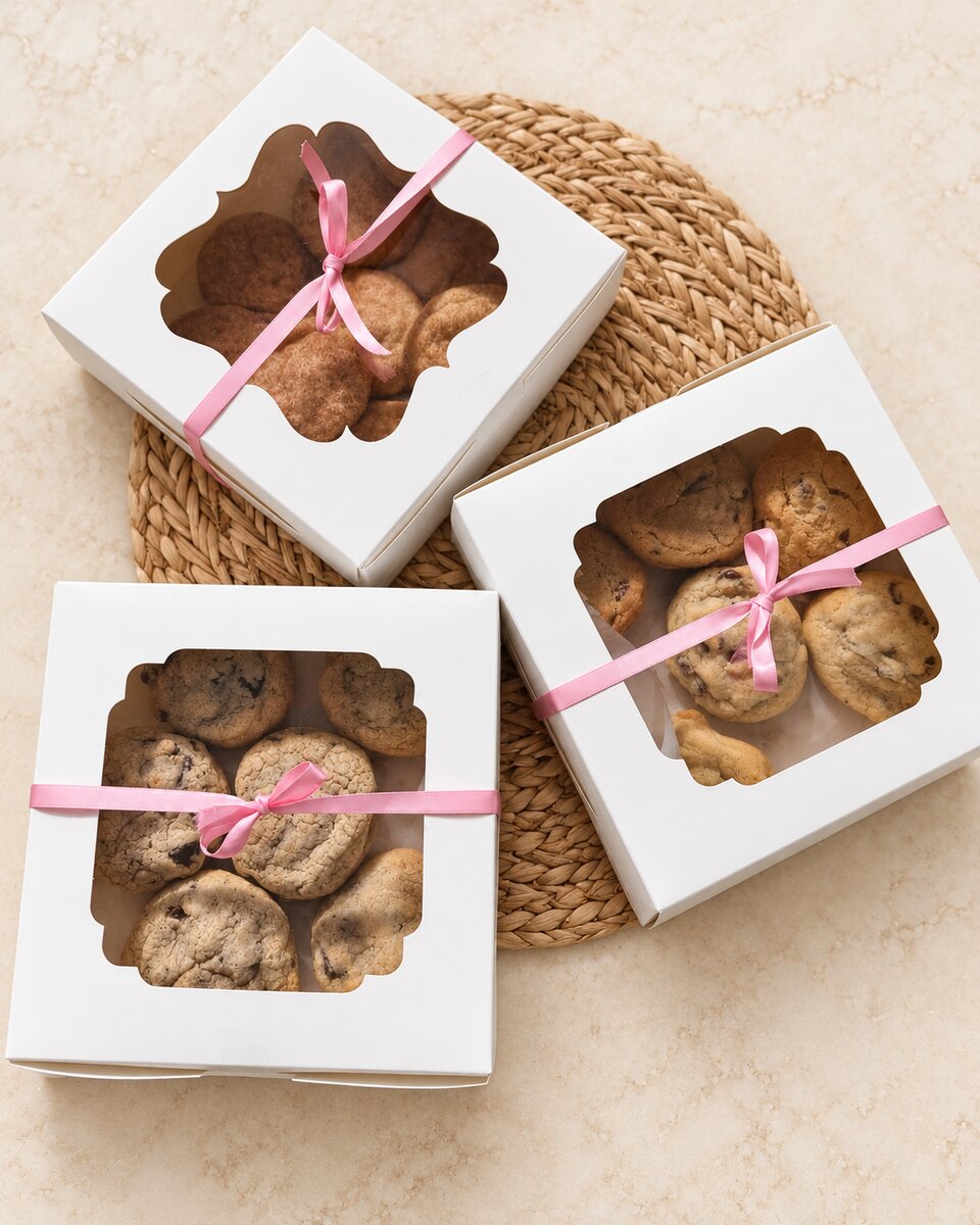 Ribbon-tied cookie gift boxes